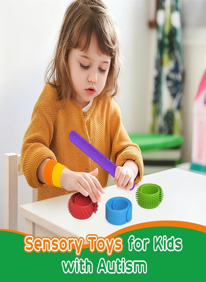 DODOLOL Slap Bracelets Textured Silicone Fidget Bracelet for Autism,ADHD,Anxiety Relief Sensory Calming Tools Special Needs Must Haves,Autistic Classroom Toys,Autisma Relieve Stress for Kids Adults 6 Pack - Image 5
